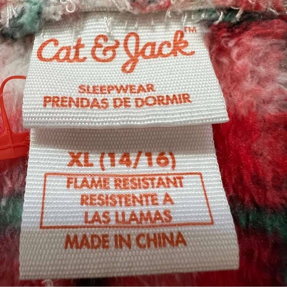 Cat & Jack Fleece Winter Soft Pajamas Loungewear Red Plaid Pant Holidays Cold XL